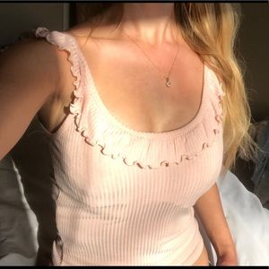 Pink ruffle tank top